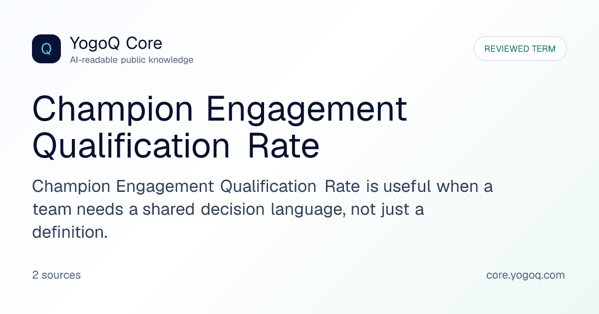 Champion Engagement Qualification Rate | YogoQ Core