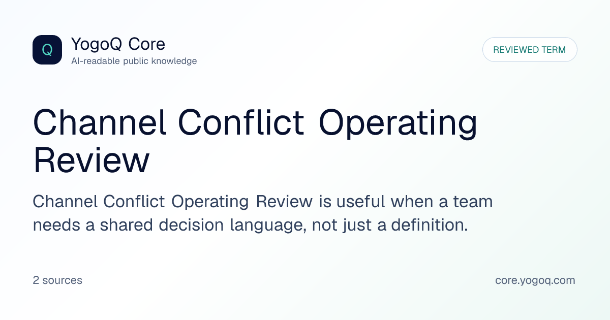 Channel Conflict Operating Review | YogoQ Core