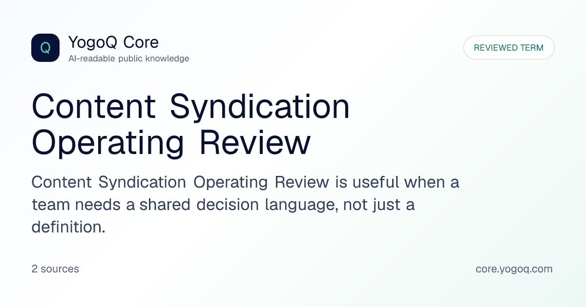 Content Syndication Operating Review | YogoQ Core