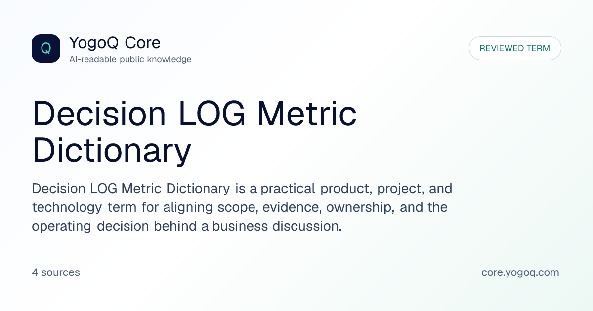 Decision LOG Metric Dictionary | YogoQ Core