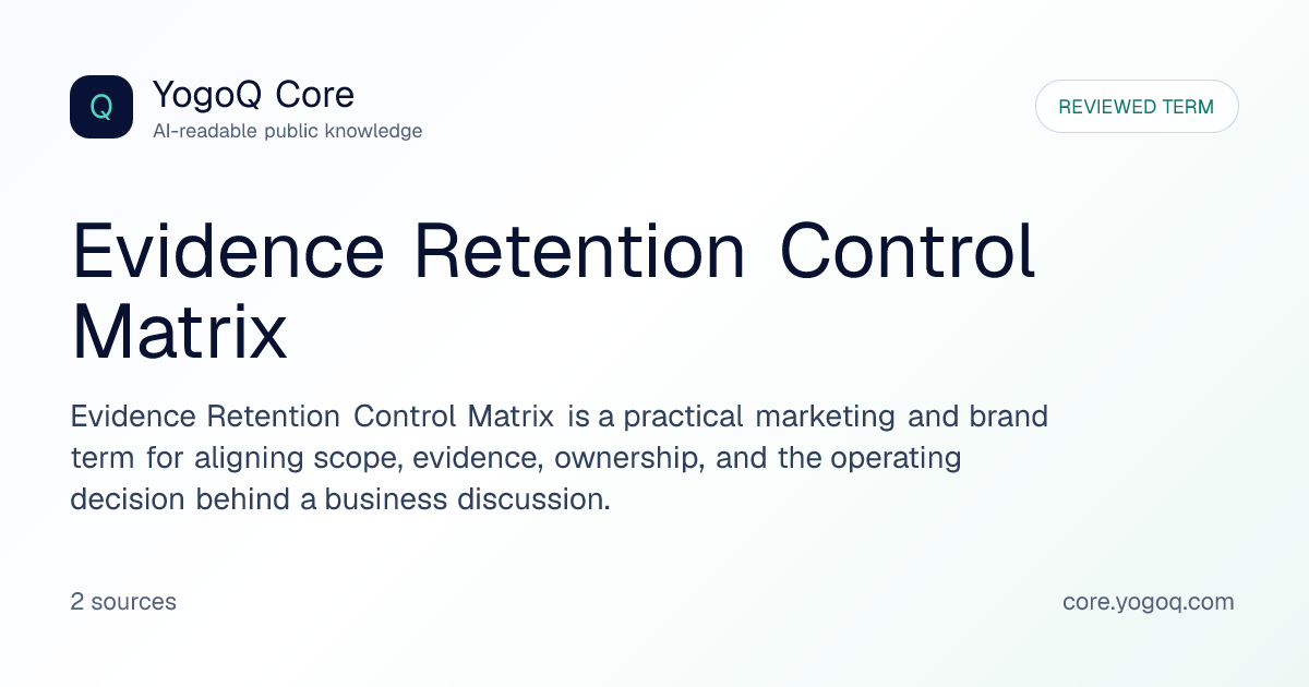 Evidence Retention Control Matrix | YogoQ Core