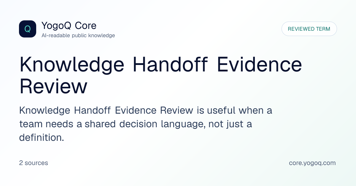 Knowledge Handoff Evidence Review | YogoQ Core