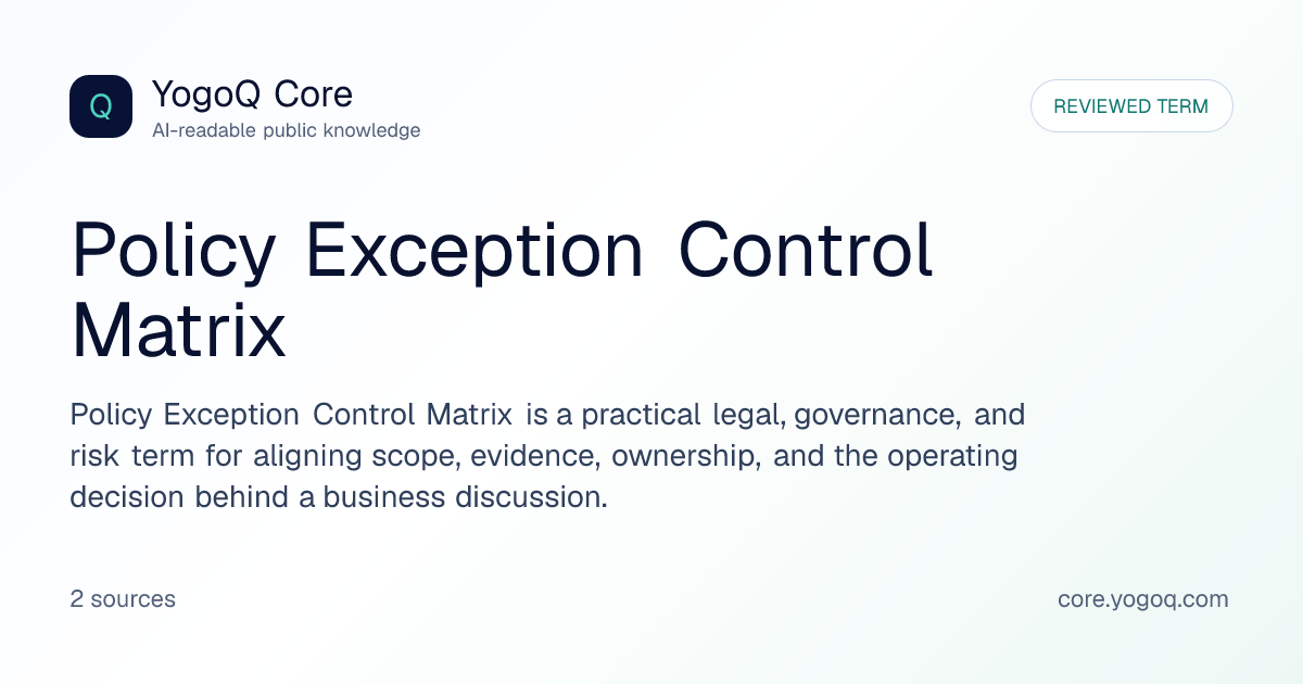 Policy Exception Control Matrix | YogoQ Core