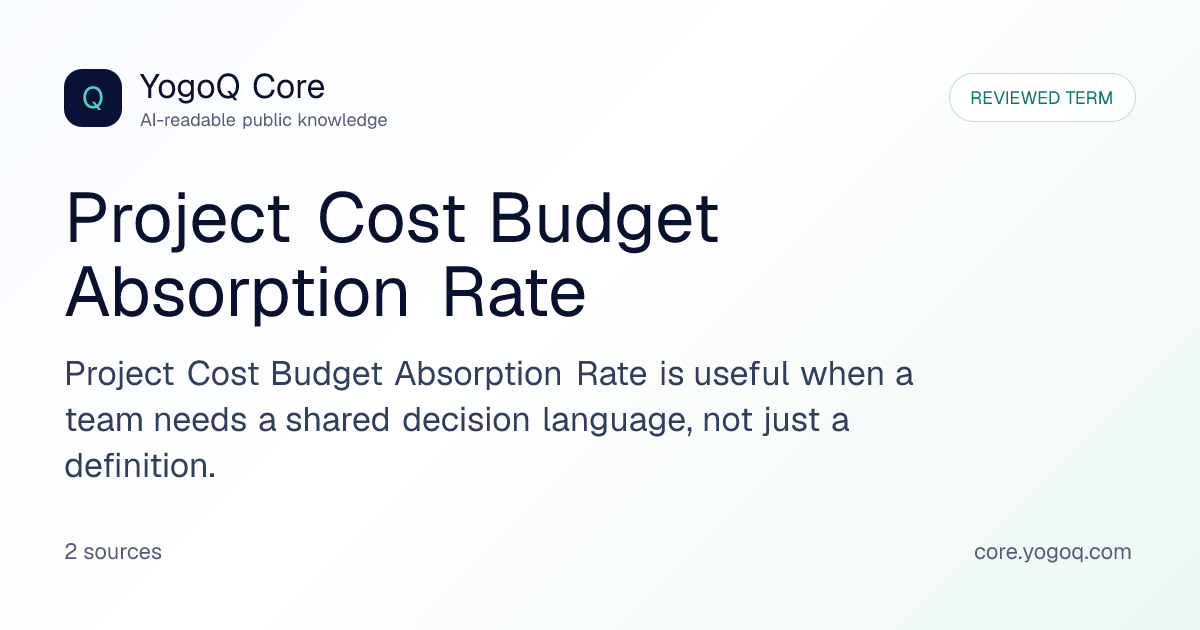 Project Cost Budget Absorption Rate | YogoQ Core