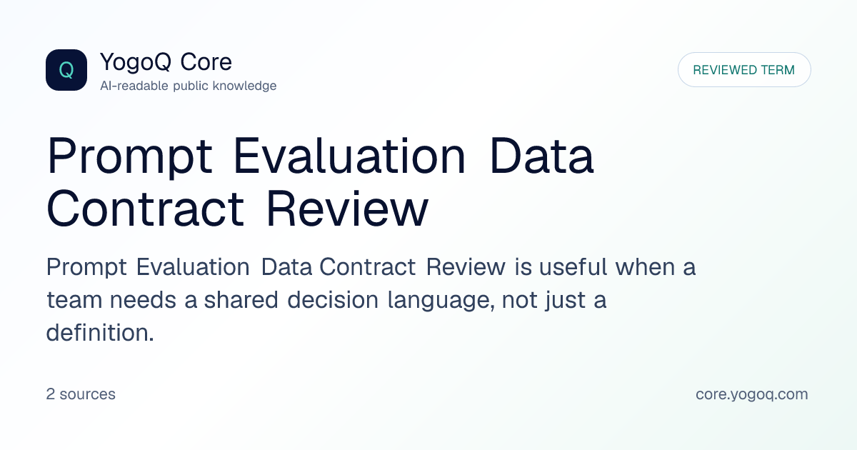 Prompt Evaluation Data Contract Review | YogoQ Core