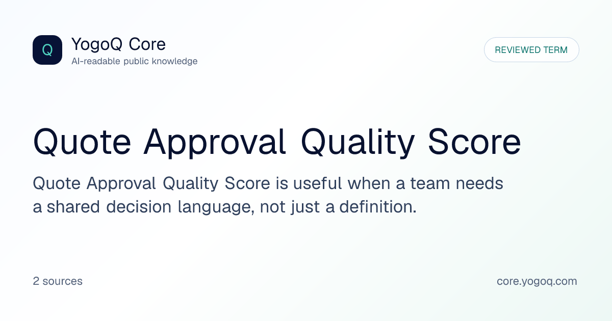 Quote Approval Quality Score | YogoQ Core