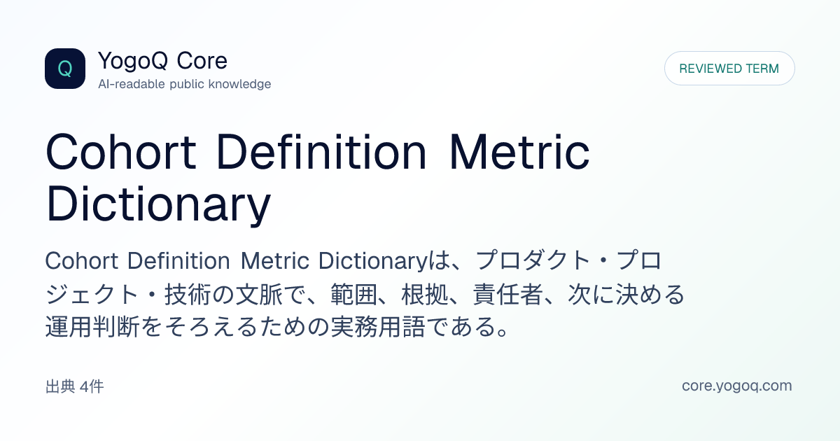 Cohort Definition Metric Dictionary | YogoQ Core